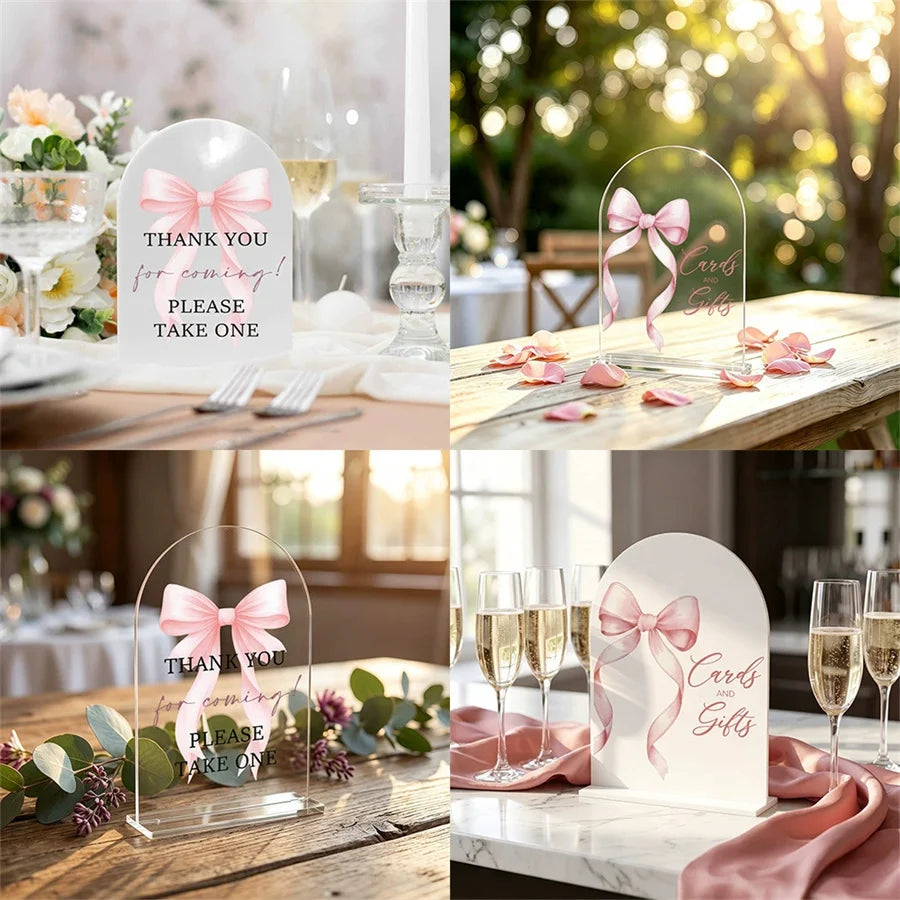Pink Bowtie Acrylic Table Number Holder | Wedding Décor Table Number Holder Babs