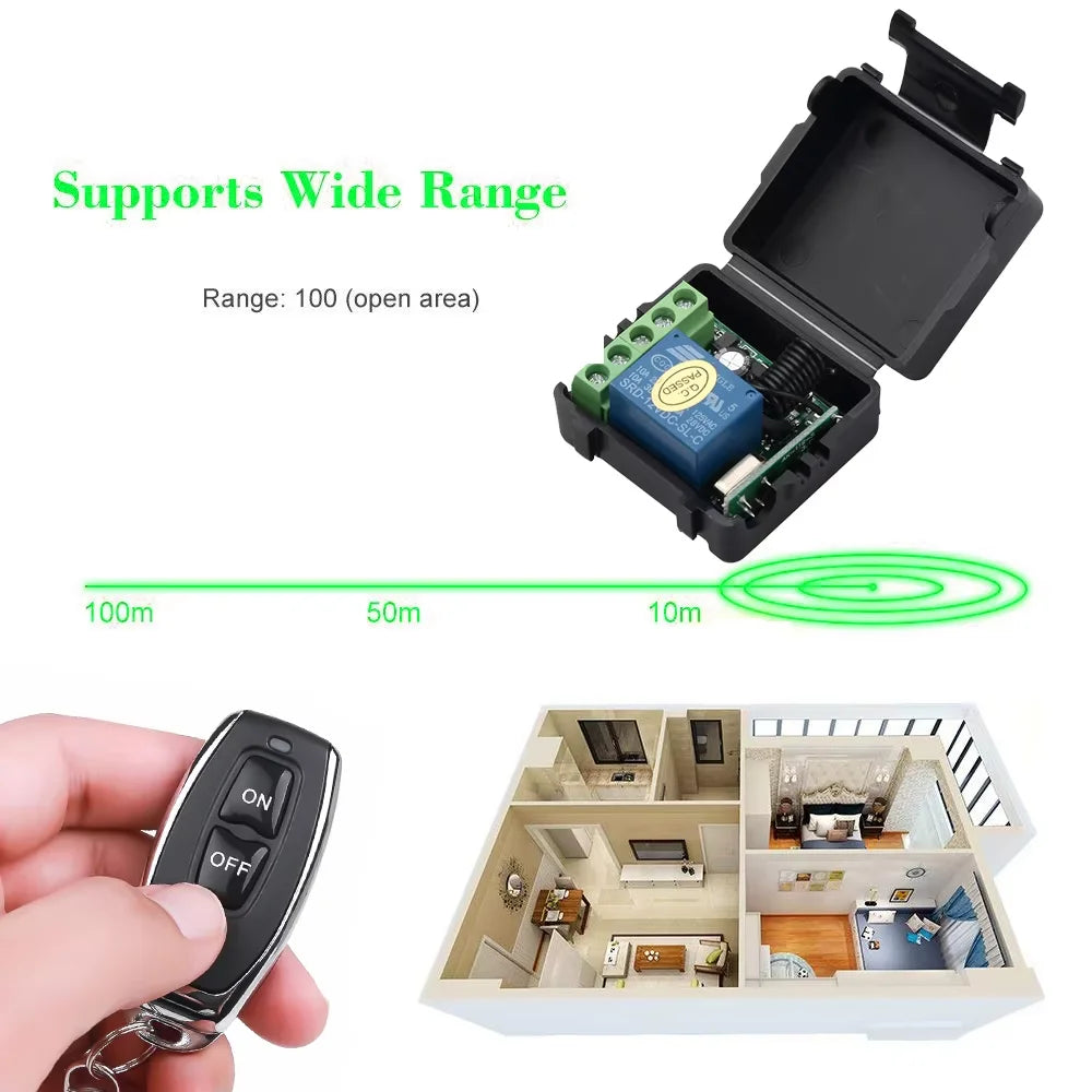 433MHz RF Wireless Relay Switch DC 12V 2-Channel Remote Control RF Relay Switch Babs