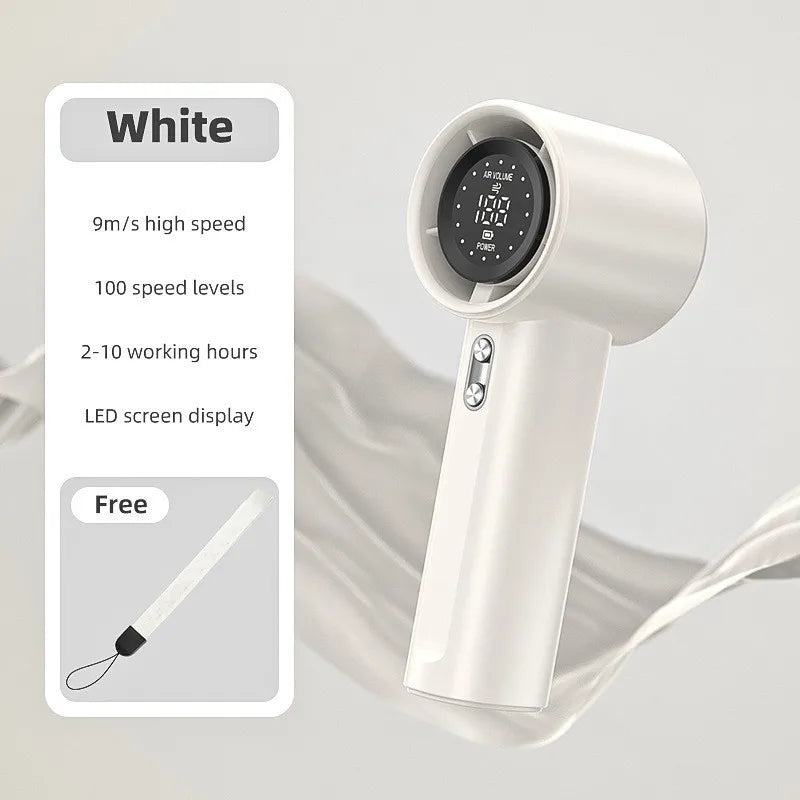 USB Rechargeable Handheld Mini Fan with LED Display Handheld Mini Fan Babs WHITE