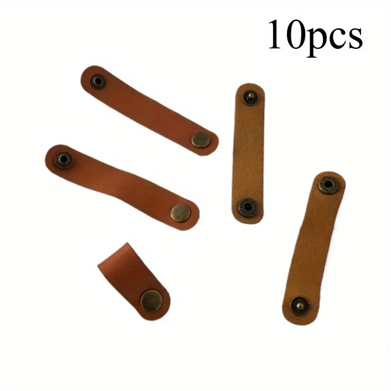 10pcs Faux Leather Cable Ties – Wire & Earphone Organizer Cable Organizer Wrap Babs 10pcs