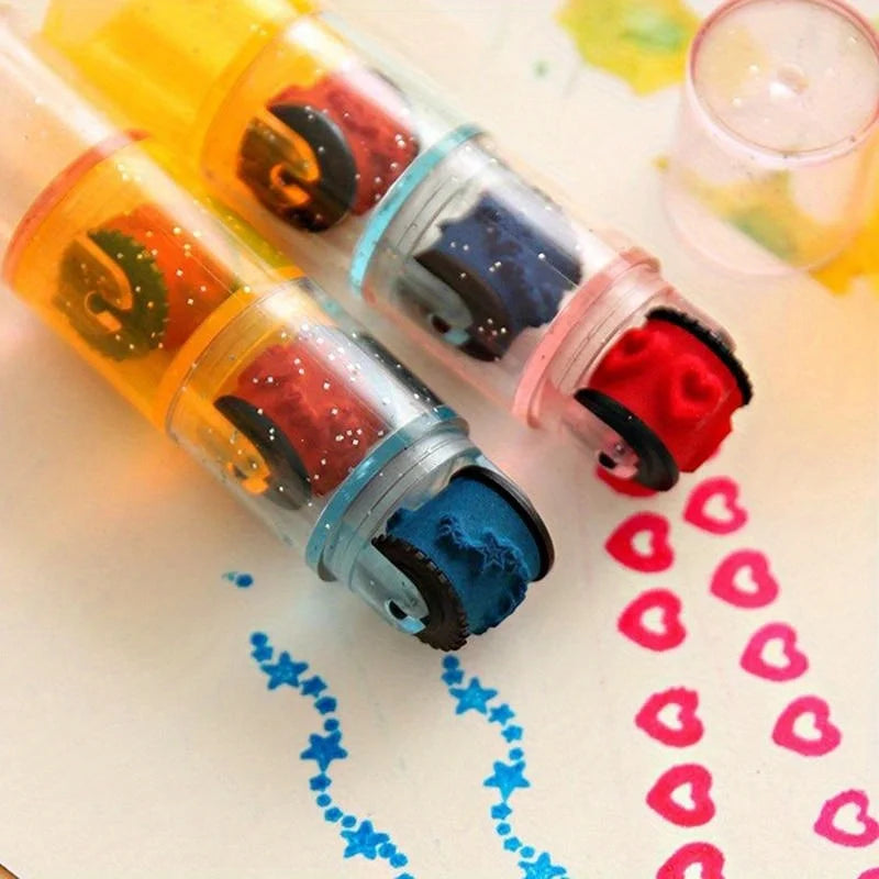 Colorful Roller Ink Stamp Pad – DIY Cartoon Drawing Tool for Kids Kids Roller Stamp Babs
