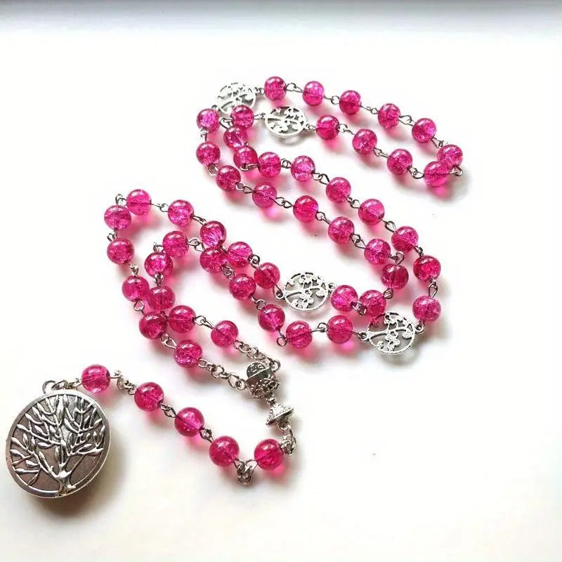 Vintage Virgin Mary Rosary Necklace – Catholic Cross Pendant Religious Rosary Necklace Babs