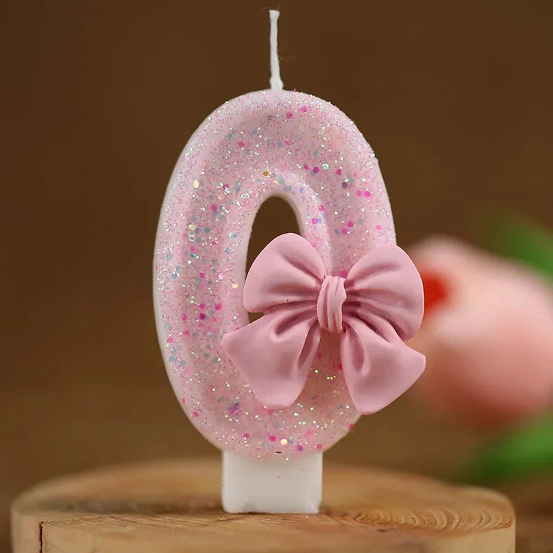 Pink Bow 3D Number Cake Candles – Birthday Party Decoration Number Cake Candles Babs 0