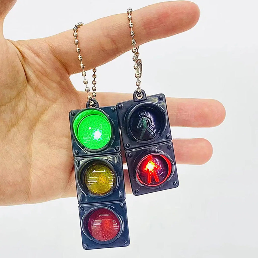 LED Traffic Light Keychain | Mini Pedestrian Light Key Ring Novelty Keychain Babs