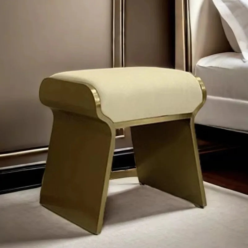Modern Gold Metal Cushioned Bench – Luxury Bedroom & Vanity Stool Cushioned Accent Bench Babs 45CM