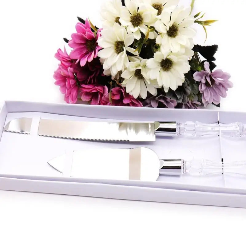 2pc Faux Crystal Cake Knife & Server Set for Weddings Cake Knife Server Set Babs
