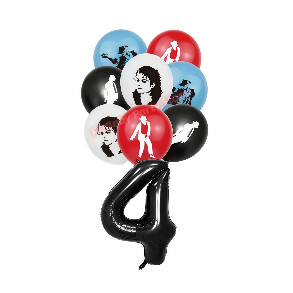 MJ Pop King Birthday Party Decorations – Balloon, Banner & Topper Party Decoration Set Babs 17pcs Number-4