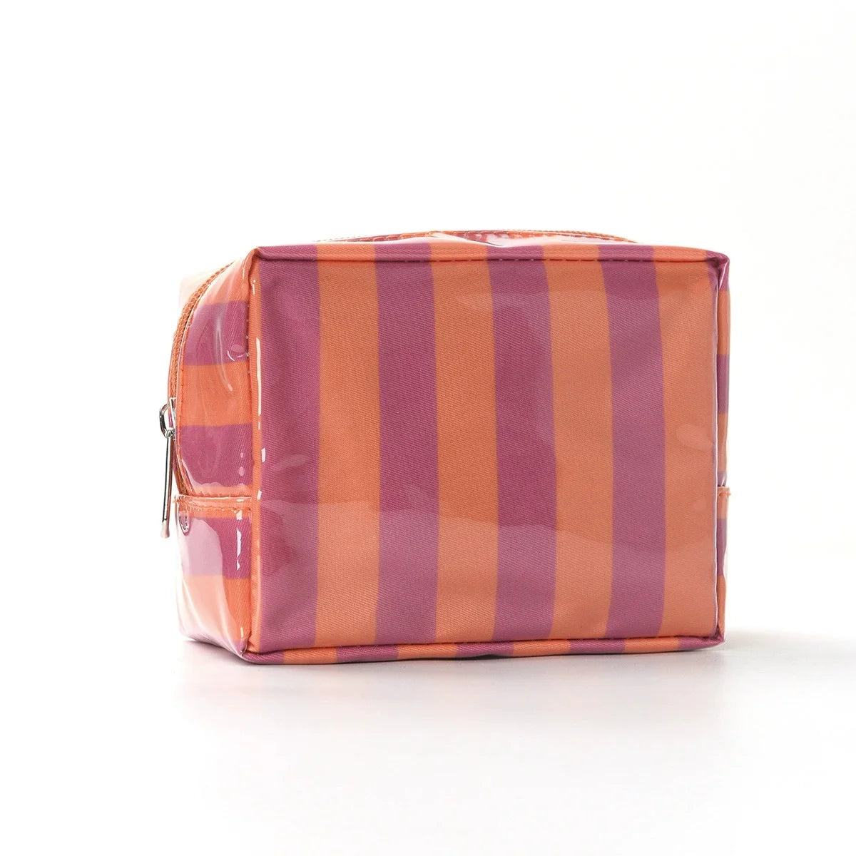 Striped Mini Makeup Bag with Zipper – Cute Cosmetic Pouch Cosmetic Pouch Babs Orange Pink