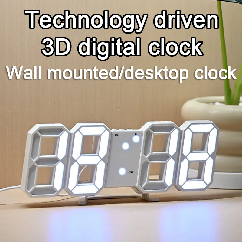 3D LED Digital Alarm Clock – Bedside, Wall & Glow Display LED Alarm Clock Babs
