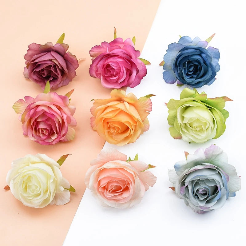 10Pcs Silk Rose Heads – Wedding, Home & DIY Craft Décor Artificial Silk Flowers Babs