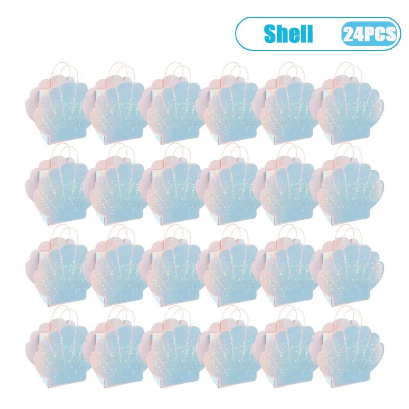 Seashell Party Tote Bags – Ocean Theme Favor Bags, Set of 6 Party Favor Bags Babs Shell-24PCS 21.6x8x24cm