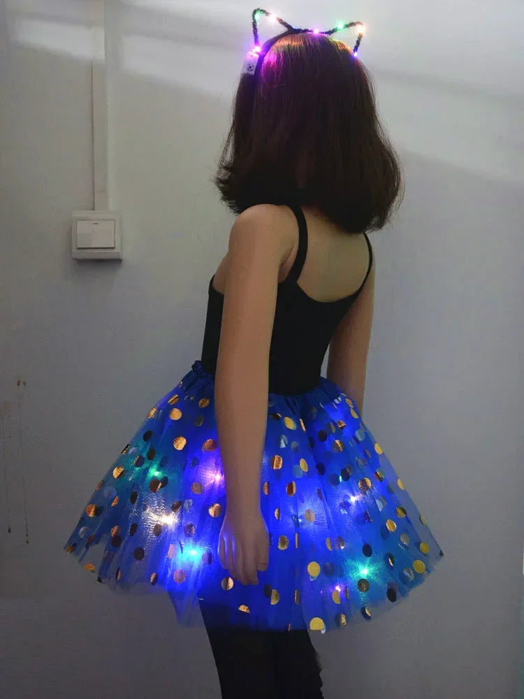 Light-Up Tutu Skirt & Animal Headband – Girls Glow Party