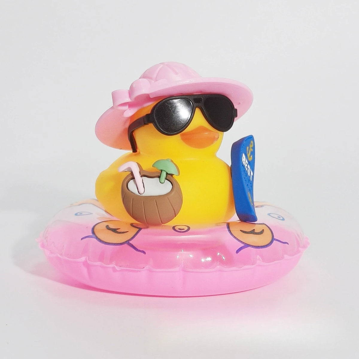 Cool Rubber Duck Car Decor with Sunglasses & Float Ornament Novelty Car Ornament Babs Pink