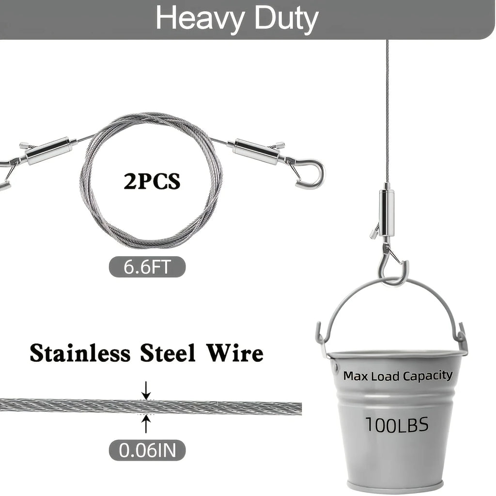 2pcs 1.5m Stainless Steel Wire Rope with Quick Hook | Cable Lanyard Wire Rope Lanyard Babs