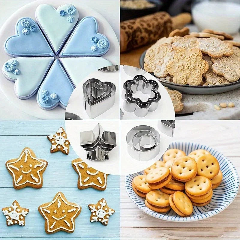 30-Pc Mini Stainless Steel Cookie Cutter Set – 10 Shapes Cookie Cutter Set Babs