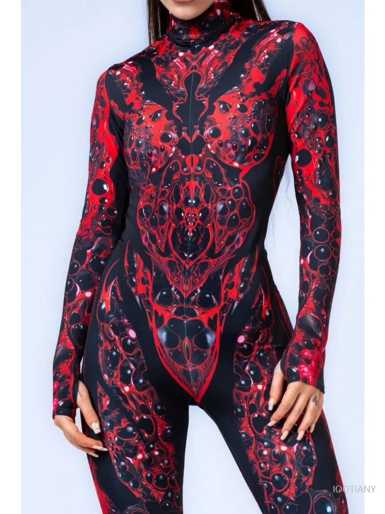 3D Flame Bodysuit – Women's Halloween & Carnival Costume Costume Bodysuit Babs