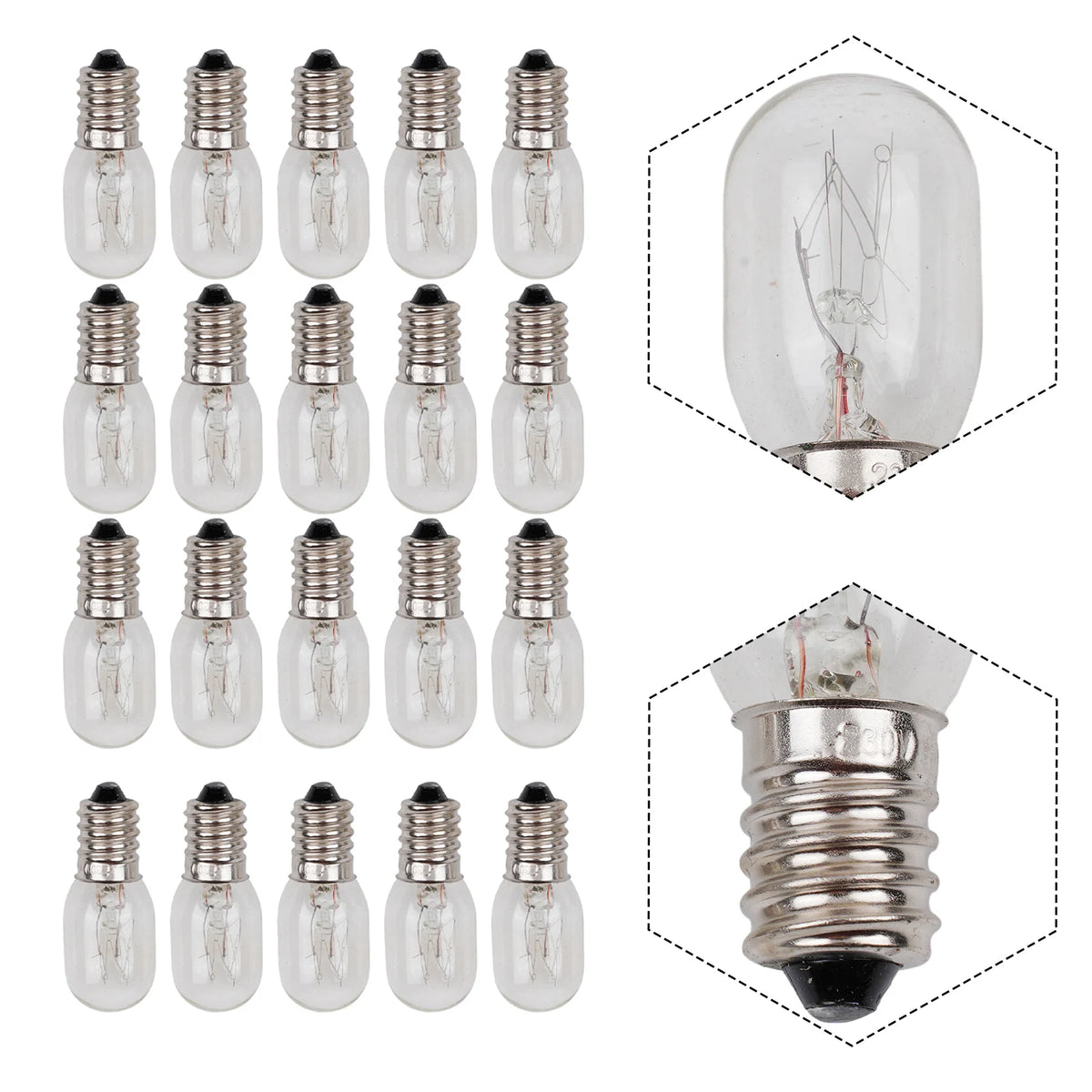 20 Pack E14 15W Globe Bulbs – Salt Lamp, Fridge & Oven Replacement Globe Bulbs Babs