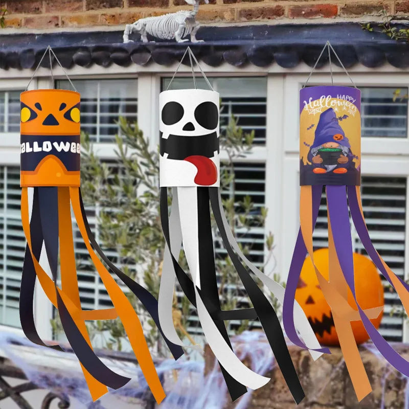 Halloween Windsock Flags – Ghost Pumpkin Skeleton Outdoor Decor Halloween Windsock Flag Babs
