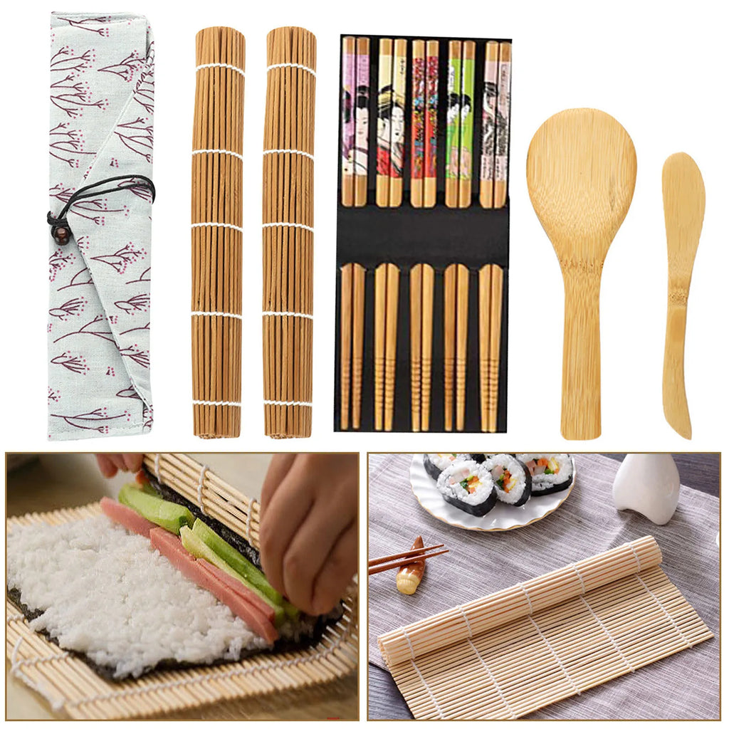 10-Piece DIY Sushi Making Kit – Mat, Chopsticks & Scraper Sushi Making Kit Babs Multicolor