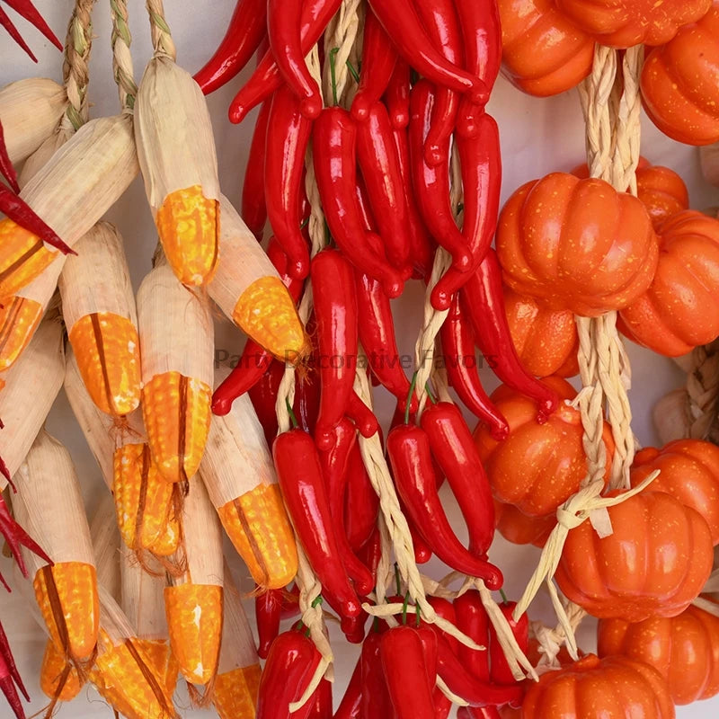 Artificial Foam Vegetable Wall Hanging Decor – Chili, Garlic & Pumpkin Artificial Vegetable Decor Babs