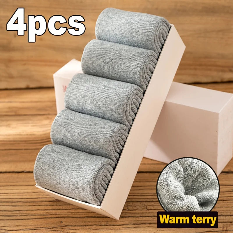 Thick Winter Knit Socks for Men & Women – 2 Pairs (4pcs) Winter Knit Socks Babs