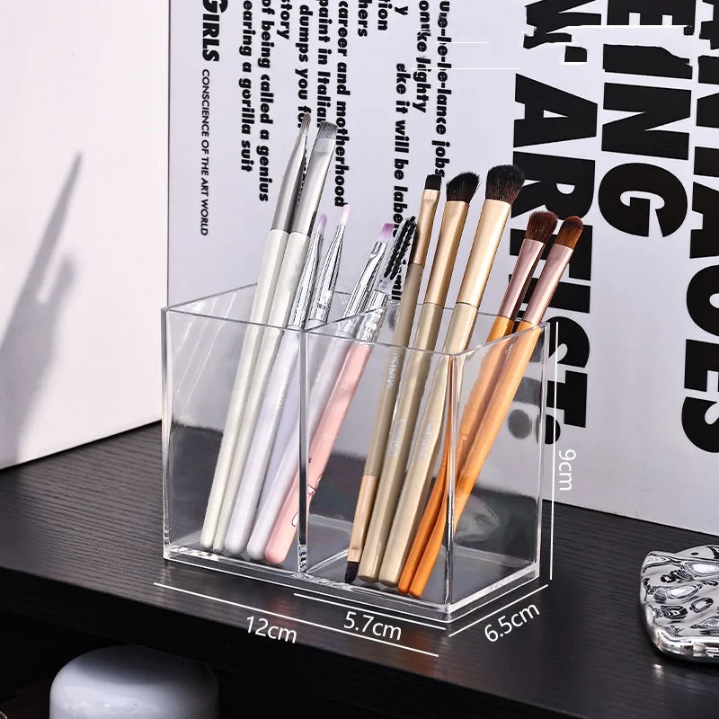 Clear Makeup Brush Holder Organizer – 1/2/3 Slot Vanity Box Makeup Brush Organizer Babs 2 grid