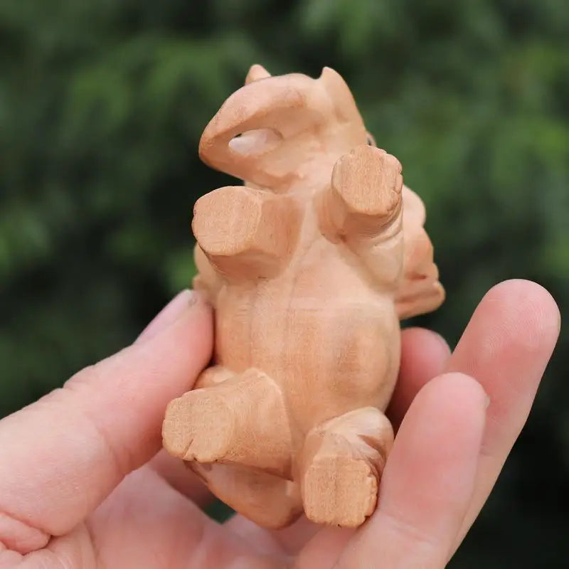 Hand-Carved Wooden Elephant Ornament – Auspicious Home Décor Wood Carving Ornament Babs