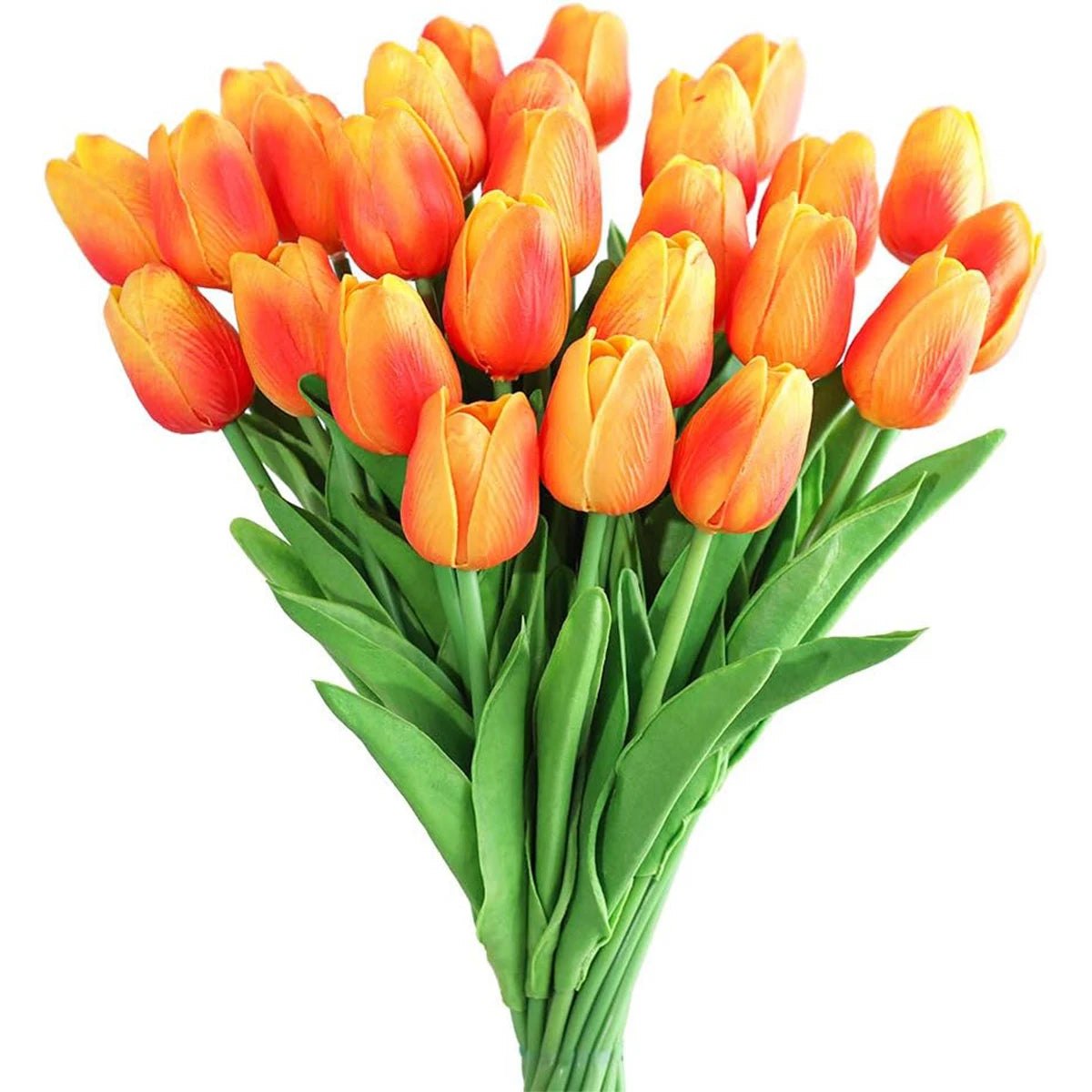 10-Piece Artificial Tulip Bouquet – PE Foam Fake Flowers Artificial Flower Bouquet Babs Orange