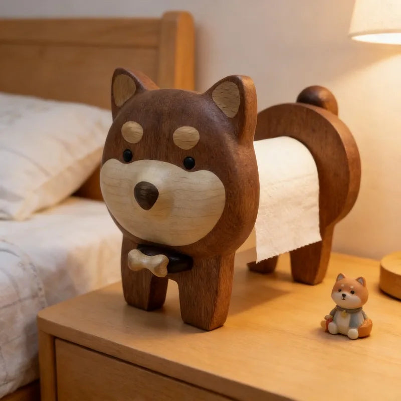 Wooden Puppy Tissue Holder – Desktop Napkin & Paper Rack Tissue Paper Holder Babs