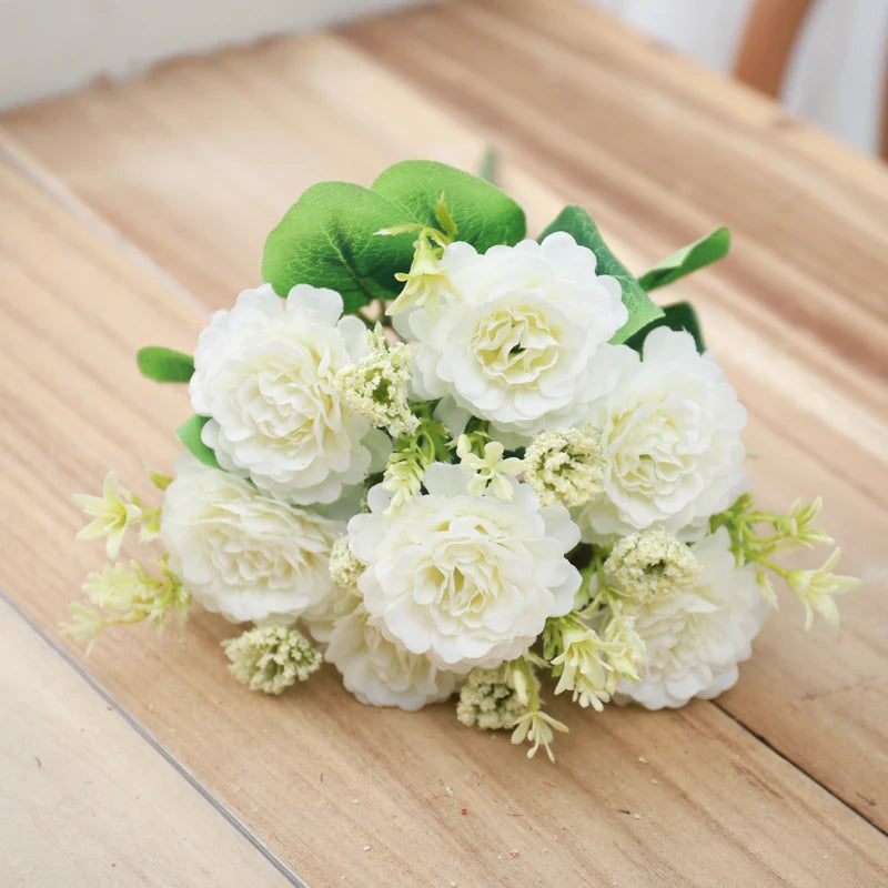 Silk Peony Artificial Flowers – White Bouquet, Home & Wedding Artificial Silk Flowers Babs White