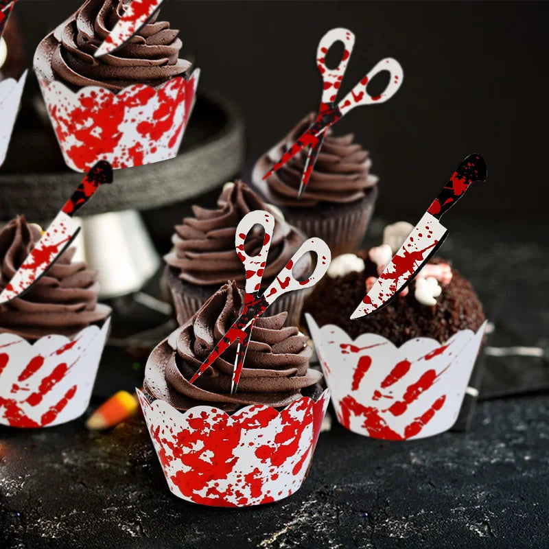Halloween Cupcake Wrappers & Toppers Set – 24/48 Pcs Cupcake Toppers Set Babs