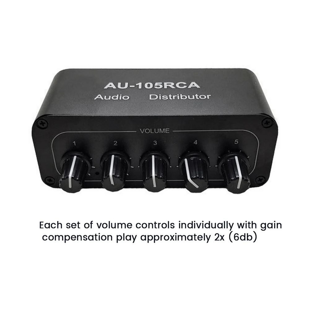 5-Channel RCA Audio Distributor – 1 In 5 Out Stereo Splitter RCA Audio Distributor Babs