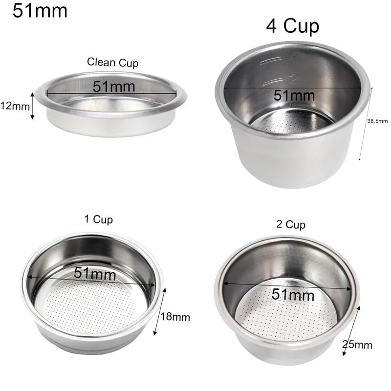 51mm Coffee Filter Basket & Dosing Ring – 304 Stainless Steel Coffee Filter Basket Babs
