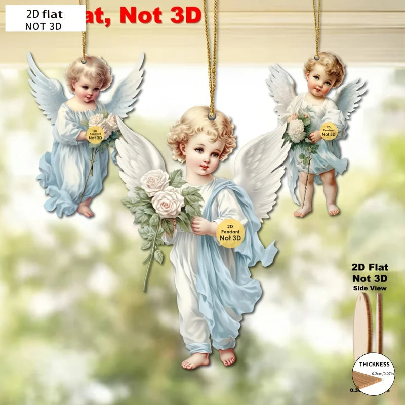 2D Blue Angel Wood Christmas Ornament Set – Holiday Decorations Holiday Ornament Set Babs