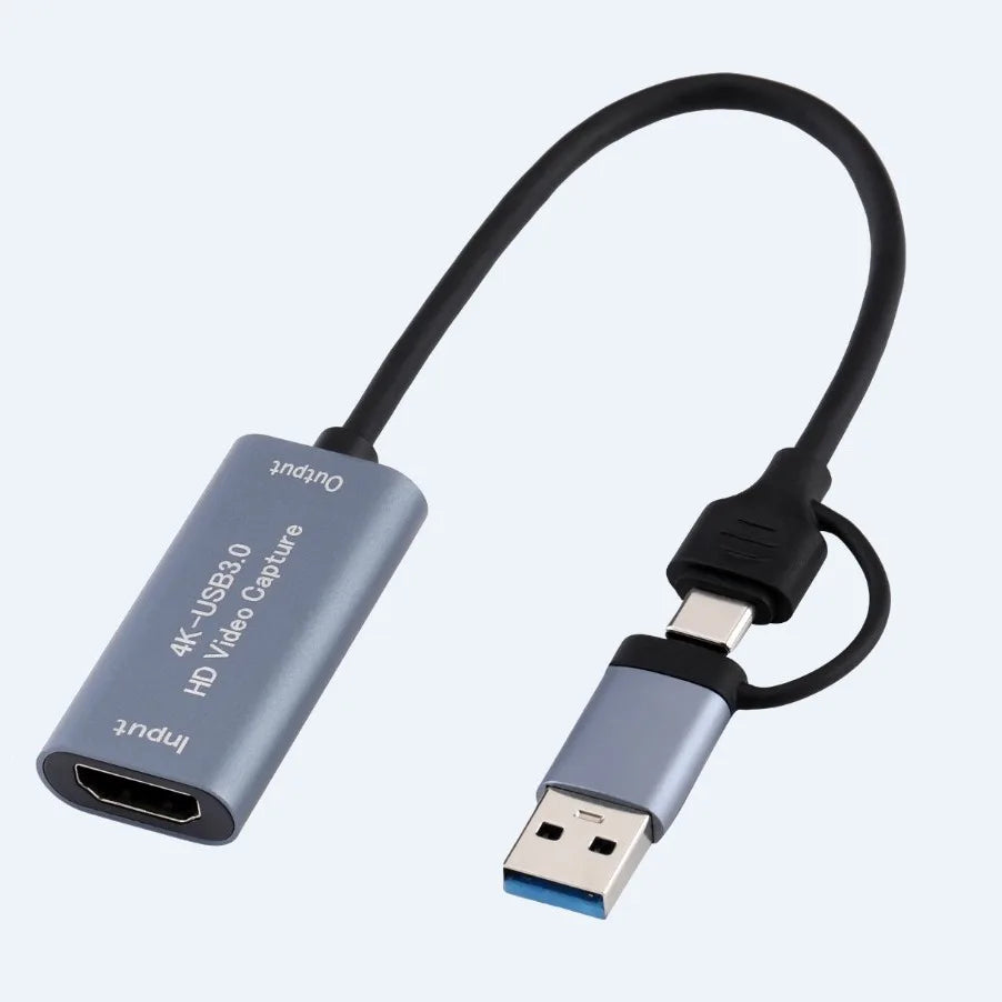 4K HDMI Video Capture Card USB/Type-C for Gaming & Streaming Video Capture Card Babs Grey