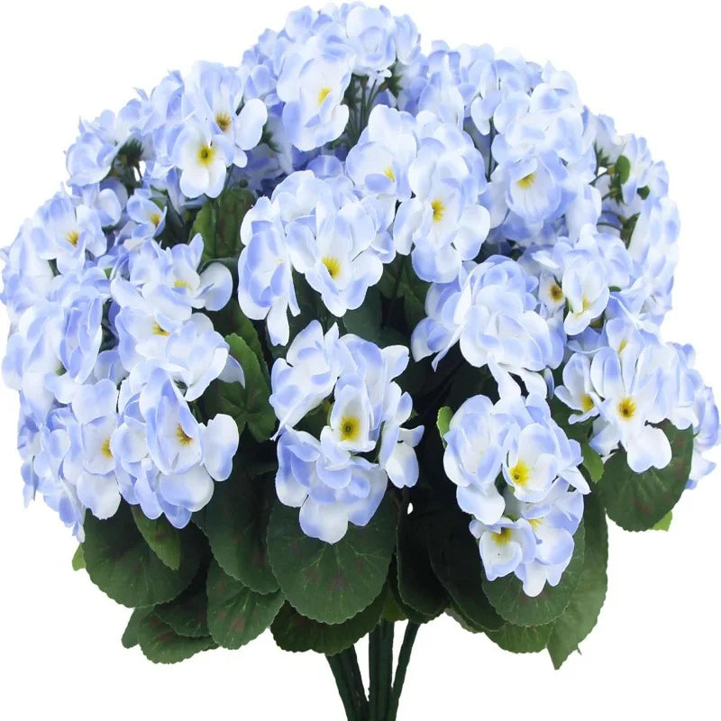 Spring Silk Begonia & Geranium Artificial Flowers | Home Decor Artificial Silk Flowers Babs Blue 1PC