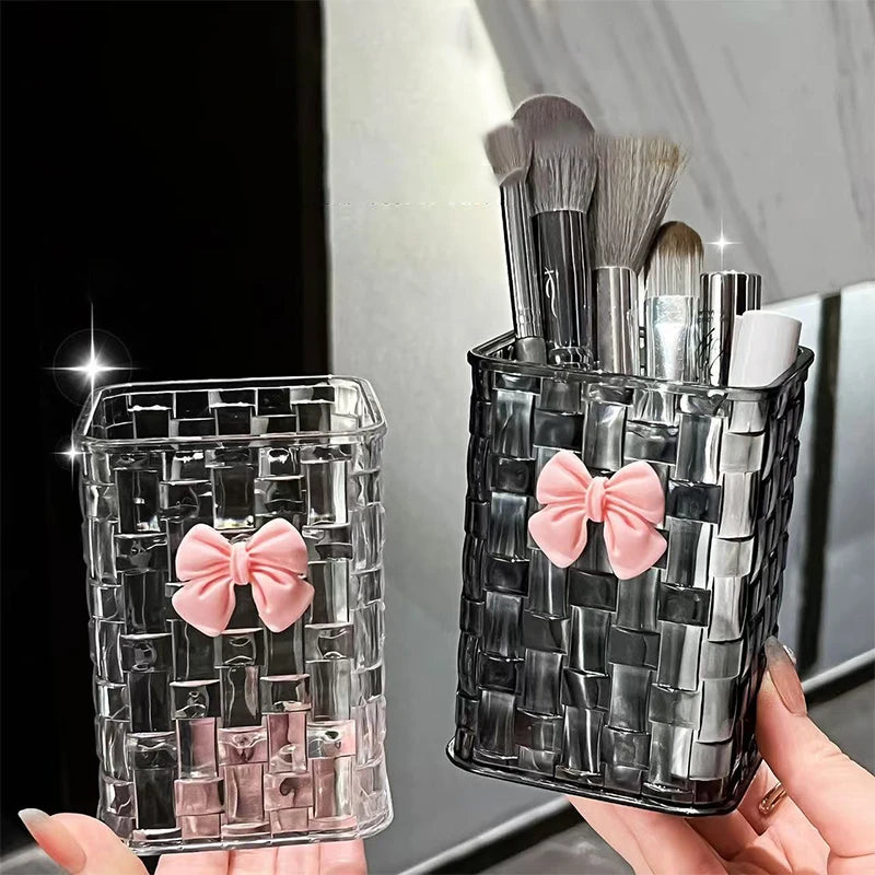 Desktop Pen Holder & Storage Box with Bow Decoration Desktop Pen Holder Babs