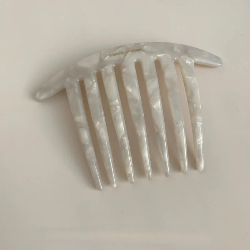 French U-Shaped Hairpin 7-Tooth Acetate Meatball Comb for Women Hair Comb Hairpin Babs