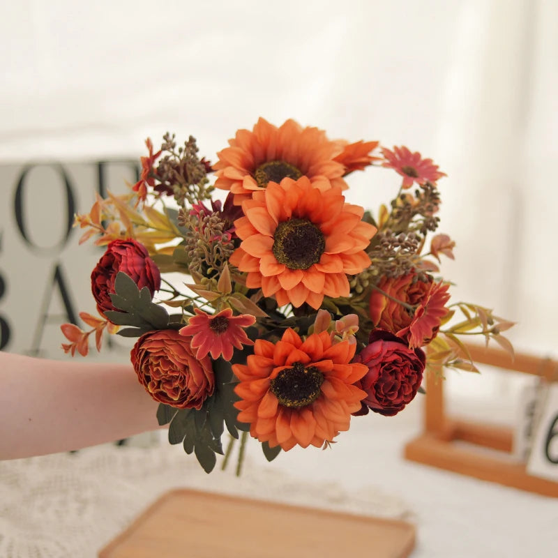 Silk Peony Sunflower Daisy Artificial Flowers – Home & Wedding Artificial Flower Stems Babs