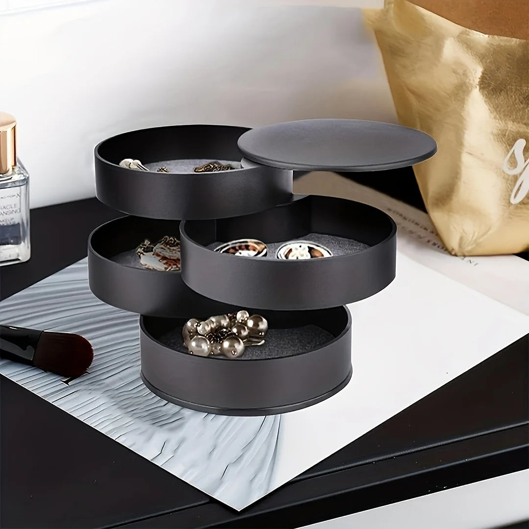 4-Layer Rotating Jewelry Storage Box – Travel Organizer with Lid Jewelry Storage Box Babs