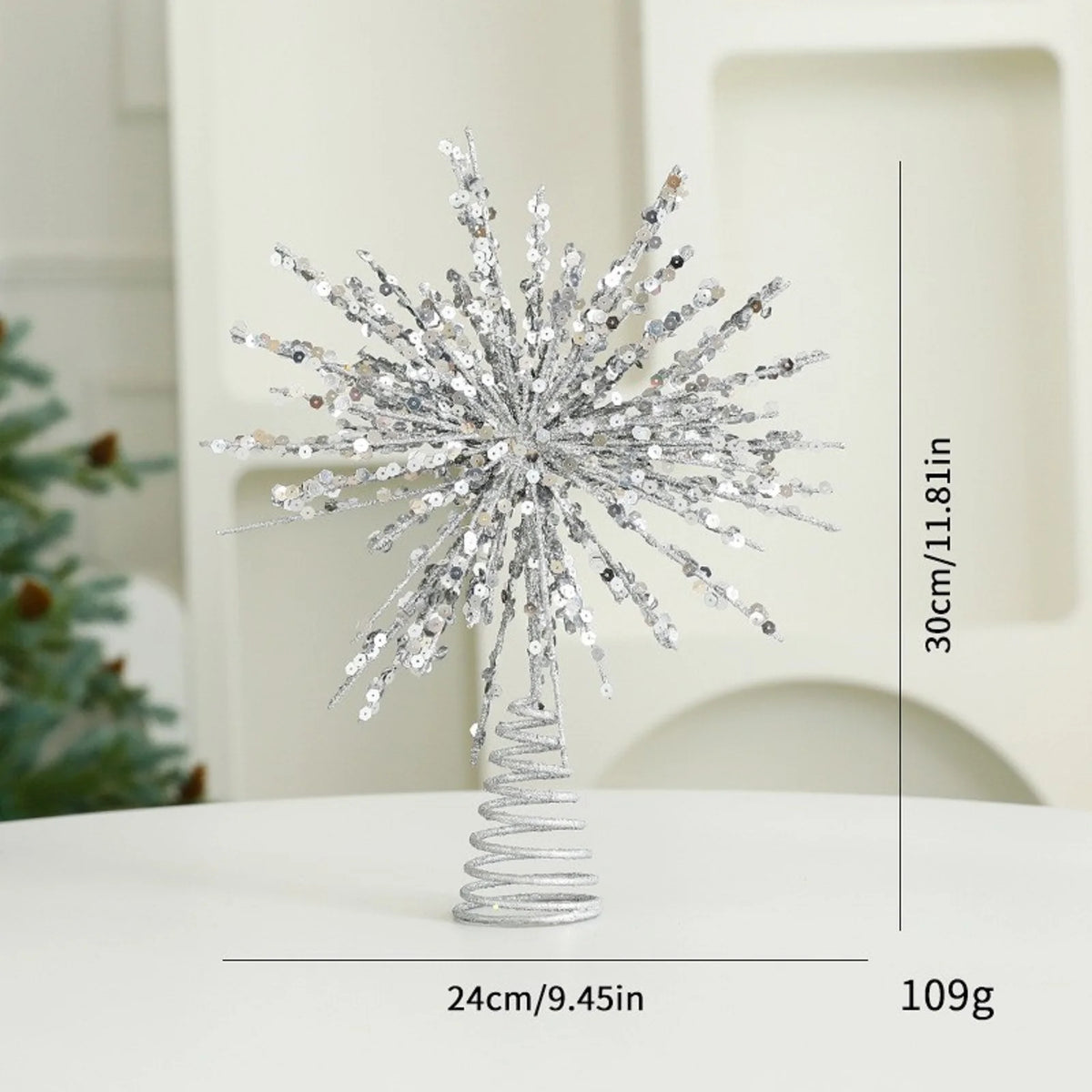 Gold Star Christmas Tree Topper – 30cm Wrought Iron Xmas Ornament Christmas Tree Topper Babs Silver