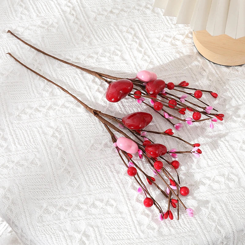Artificial Heart Berry Picks Flower Stems – Wedding & Home Décor Artificial Floral Picks Babs