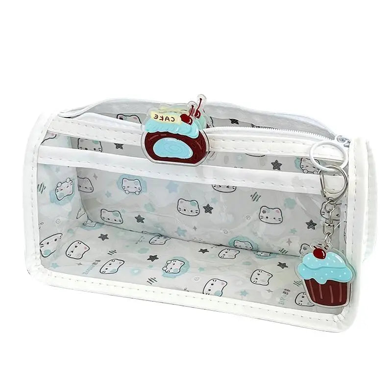 Cute Cat Transparent Pencil Case – High Capacity PVC Pouch Pencil Case Pouch Babs