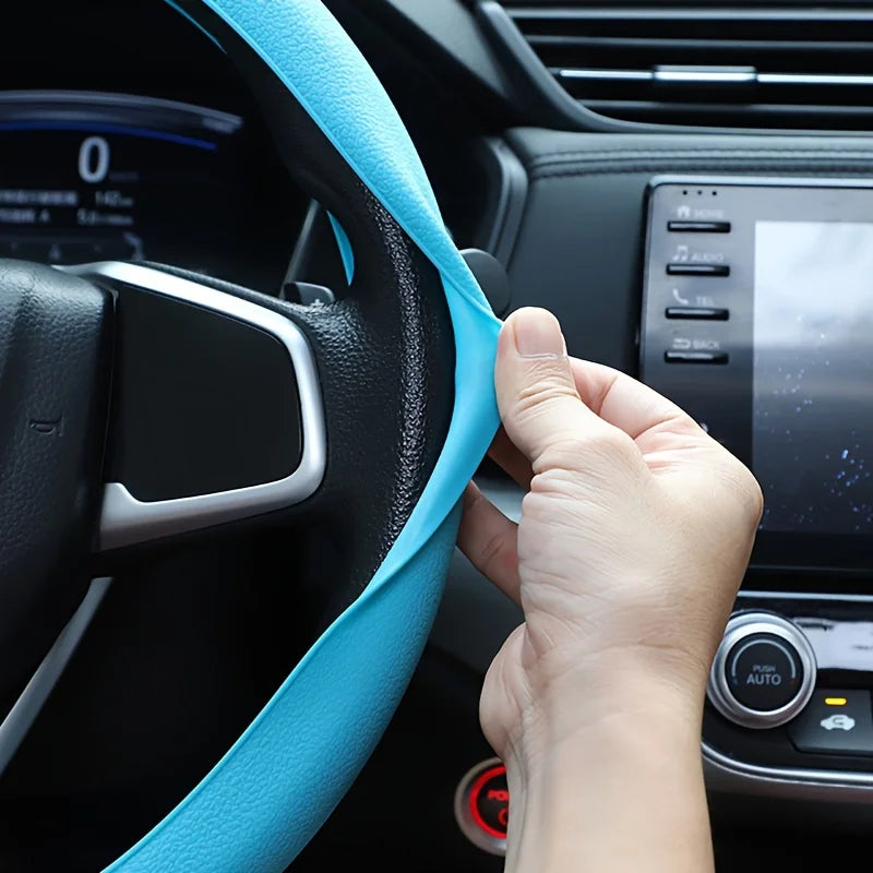 PU Leather Steering Wheel Wrap Tape – Non-Slip DIY Cover Steering Wheel Wrap Babs