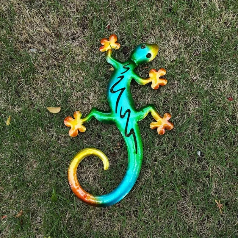 Iron Hollowed Gecko Wall Hanging – Colorful Metal Wall Art Metal Wall Art Babs