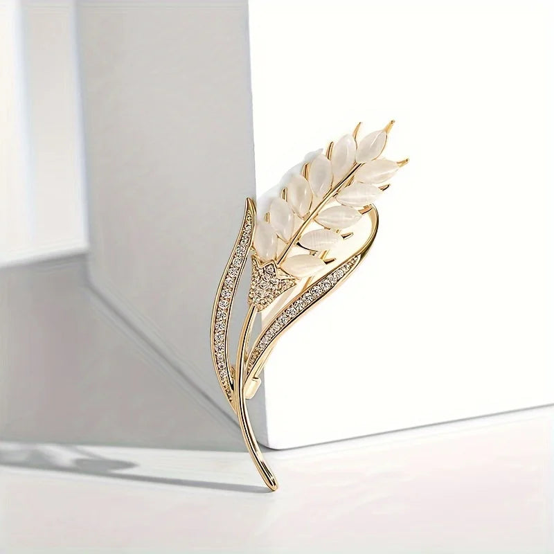 Elegant Wheat Crystal Brooch – Rhinestone Suit Coat Pin Crystal Brooch Pin Babs