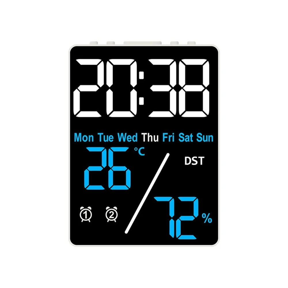 Digital Clock – Temp, Humidity, Dual Alarms & 3 Brightness Levels Digital Alarm Clock Babs