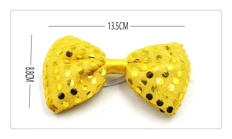 Light Up Sequin Bow Hair Clip & LED Neck Bow – Party Accessory LED Hair Accessory Babs gold