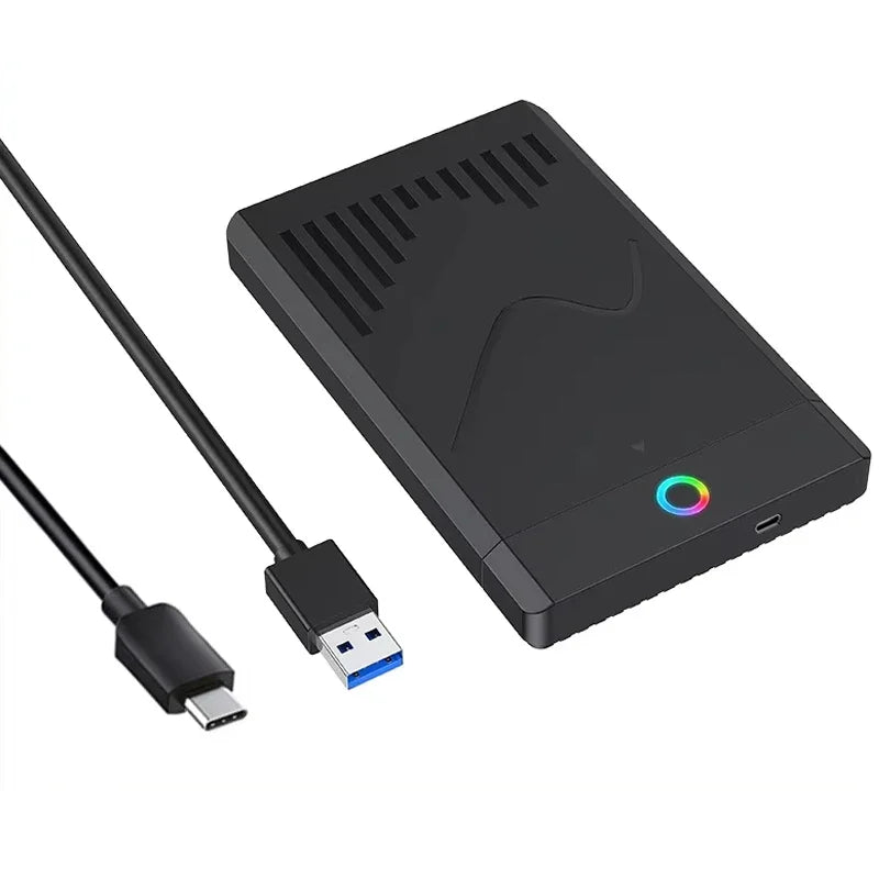 RGB USB 3.0 Type-C 2.5" SATA HDD SSD Enclosure – Tool-Free HDD SSD Enclosure Babs USB C to USB A