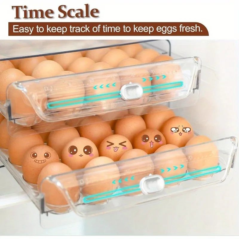 2-Layer Stackable Egg Organizer – Clear Fridge Container, 60 Eggs Egg Storage Organizer Babs